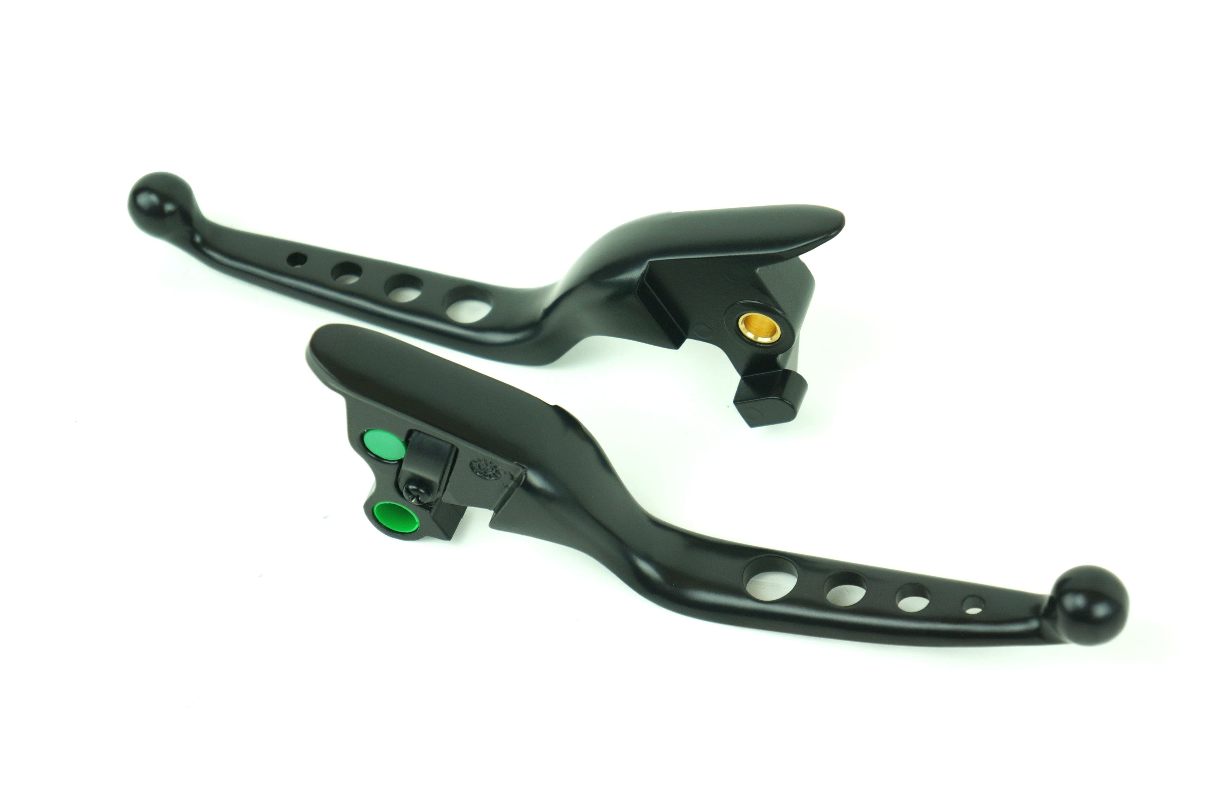 Mid USA Black 4-Hole Levers 15-17 Harley Softail w/ Cable Clutch Repl. 36700104