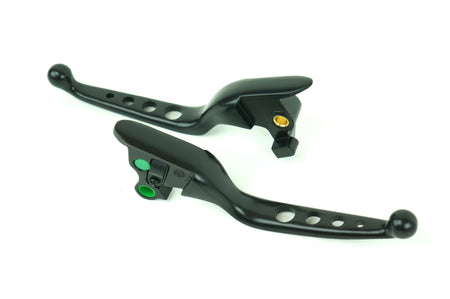 Mid USA Black 4-Hole Levers 15-17 Harley Softail w/ Cable Clutch Repl. 36700104