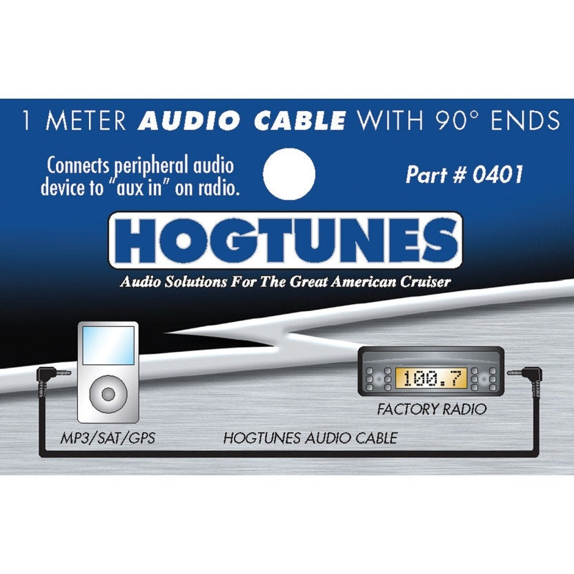 Hogtunes 3.3' "Aux In" Audio Cable Harley FLH MP3 SAT GPS to Radio Cable