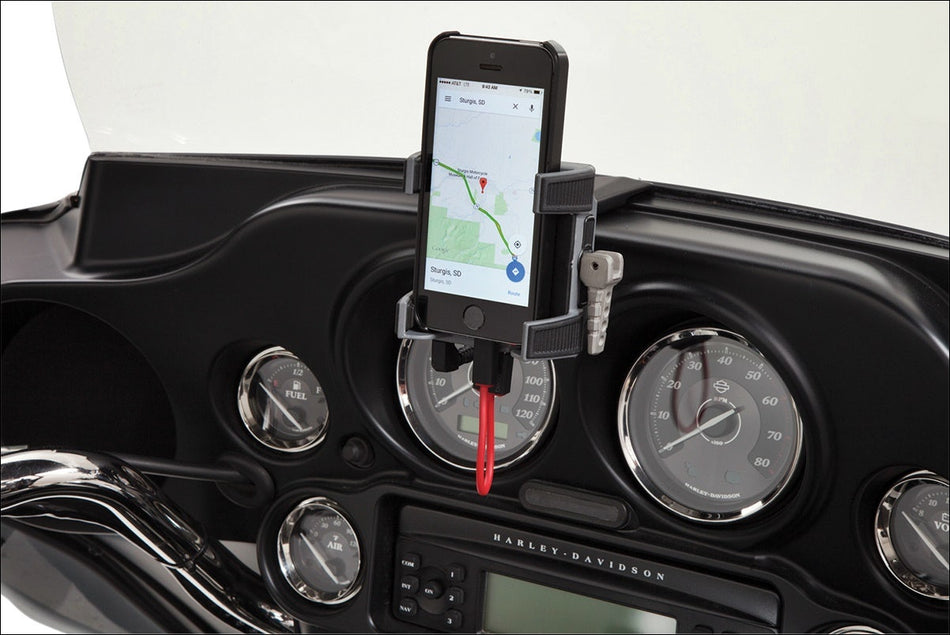 Ciro Fairing Mount Premium Smartphone GPS Holder with Charger Harley 14-16 FLH/T