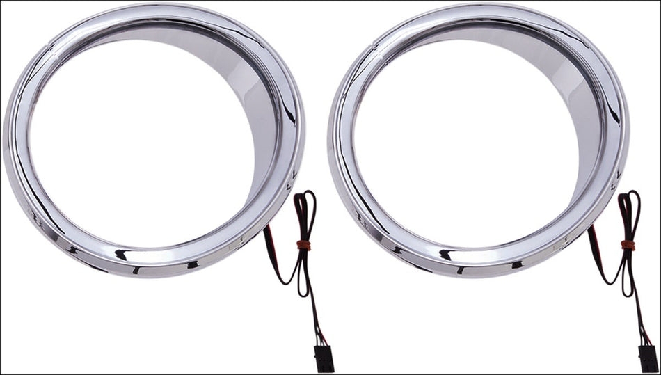 Ciro Chrome LED Front Speaker Bezels Accents for Harley Batwing FLH/T 14-16