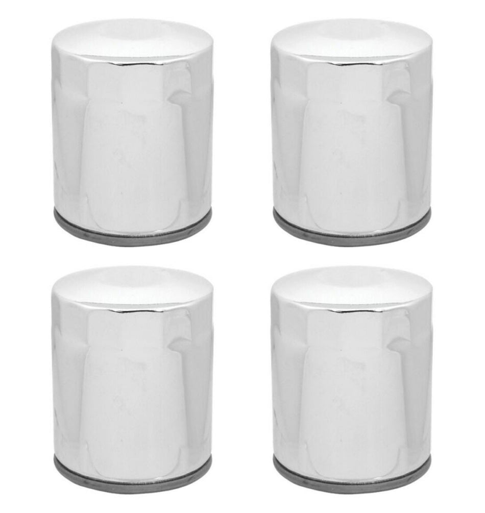 Chrome 10 Micron Oil Filter x4 Custom Chrome Harley Twin Cam M8 Repl 63798-99