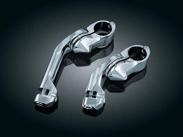 Kuryakyn Chrome Avg Rider Tour Tech Cruise Peg Mounts (Long) 6" For 1-1/4" Bar