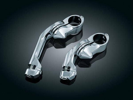 Kuryakyn Chrome Avg Rider Tour Tech Cruise Peg Mounts (Long) 6" For 1-1/4" Bar