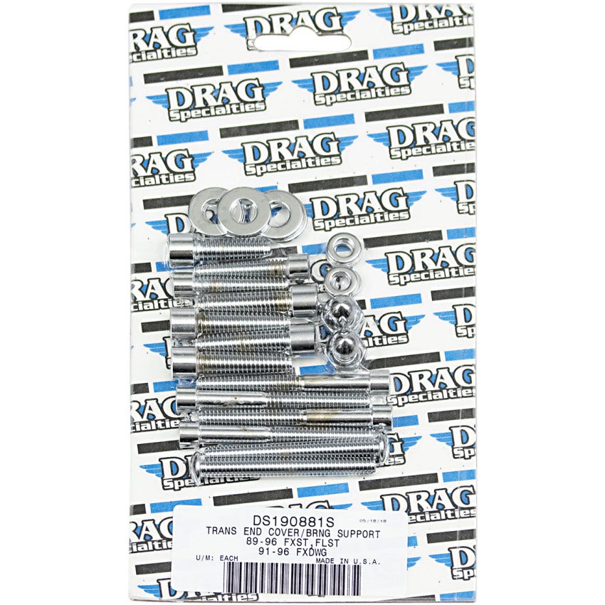 Drag Chrome Smooth Transmission End Cover Bolt Kit 4 Harley Big Twin Models