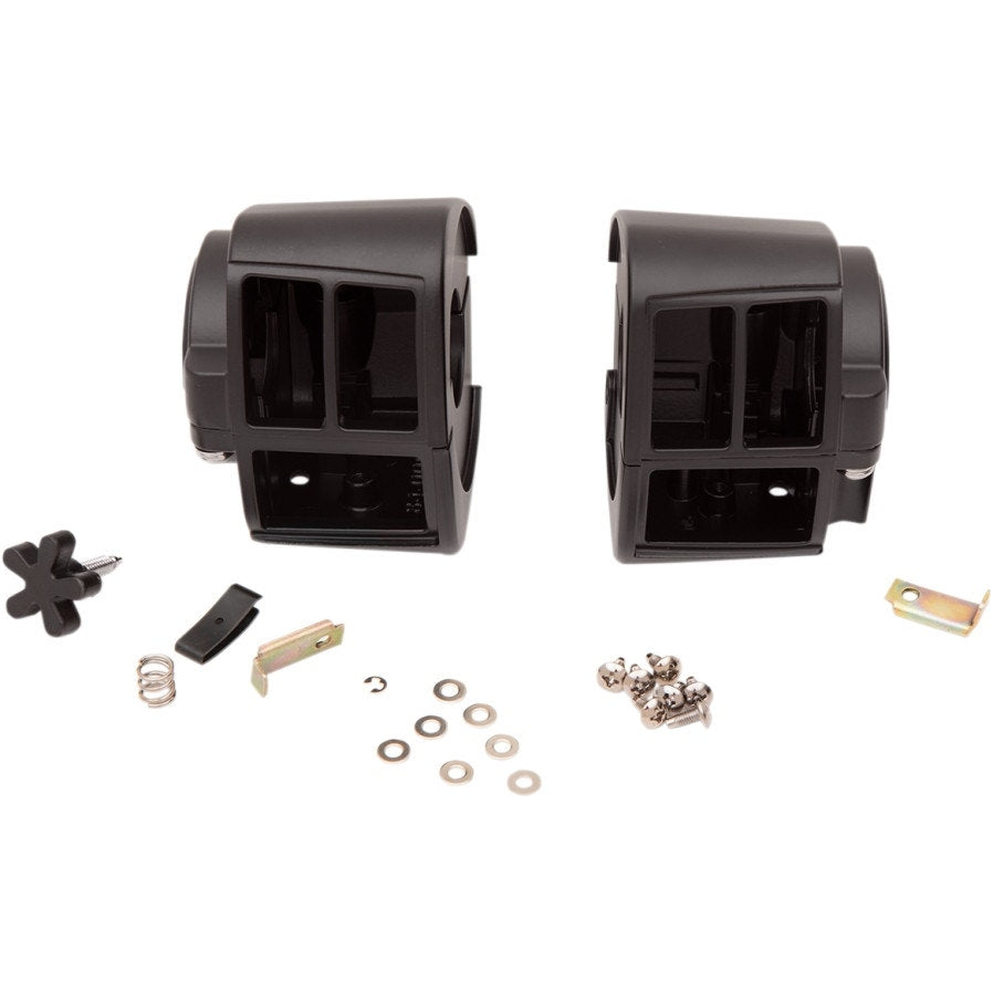 Drag Black 1 1/4" Handlebar Control Switch Housing Kit Harley Big Twin 82-95