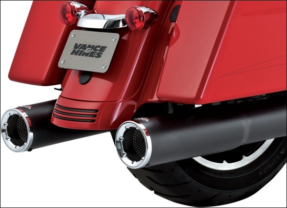 Vance & Hines Black 4.5" Hi-Output Slip-On Performance Mufflers Harley 17-Up
