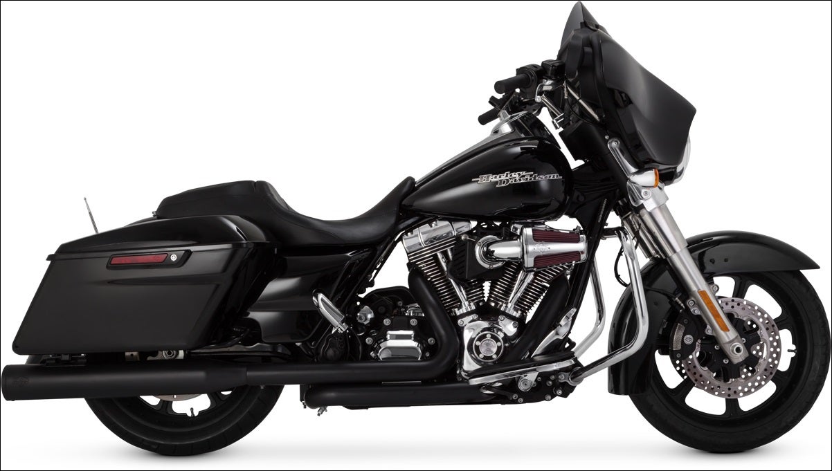 Vance & Hines All Black Eliminator 400 4" Round Slip On Mufflers Harley FLH/T | 46703