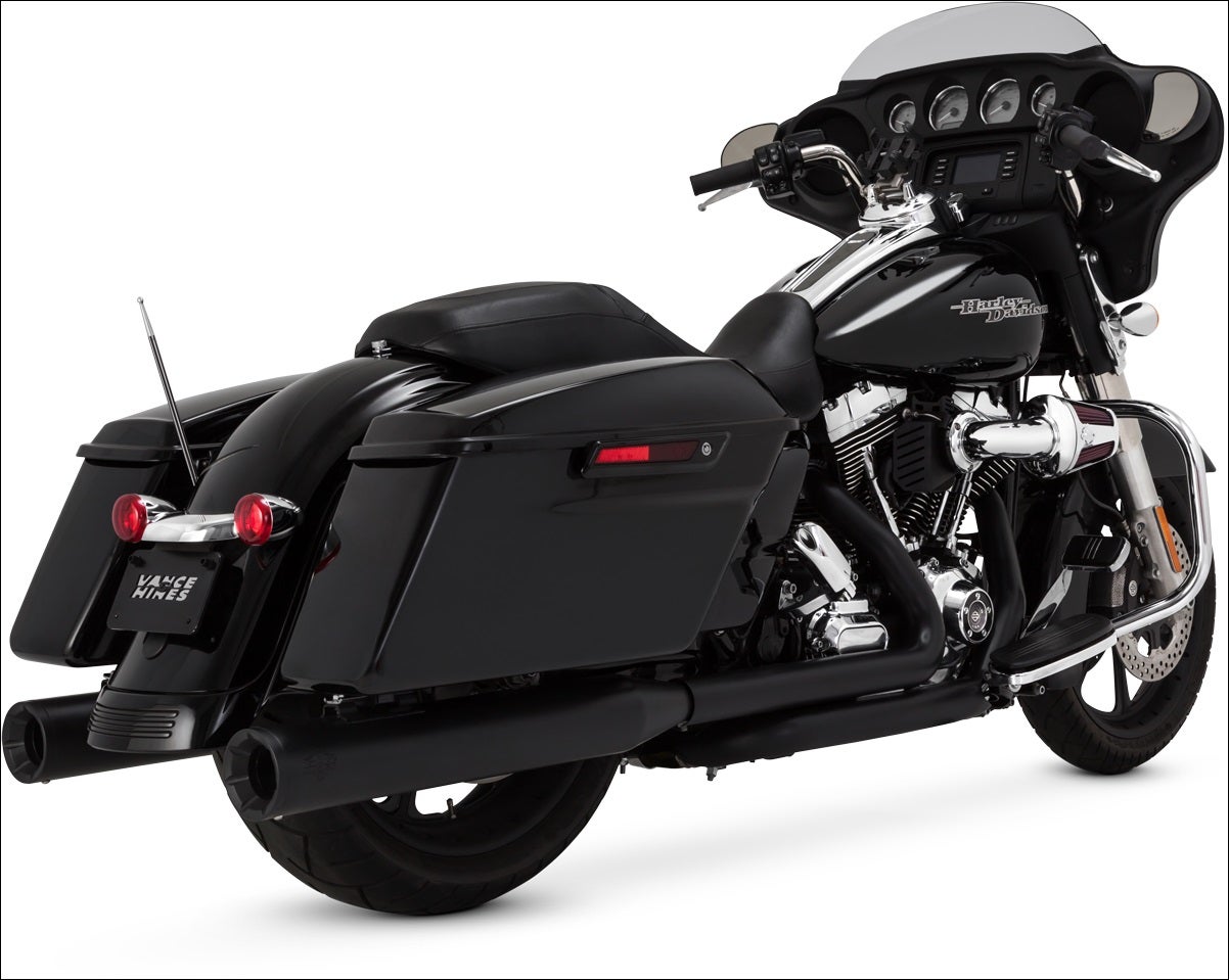 Vance & Hines All Black Eliminator 400 4" Round Slip On Mufflers Harley FLH/T | 46703