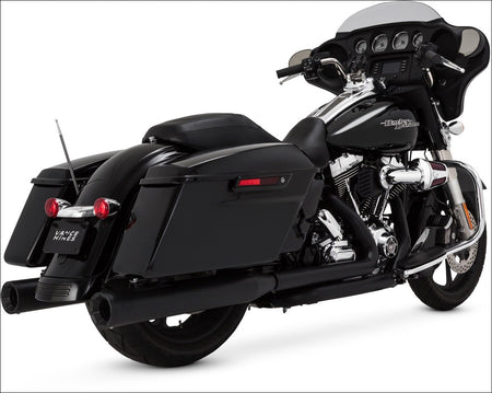 Vance & Hines All Black Eliminator 400 4" Round Slip On Mufflers Harley FLH/T | 46703