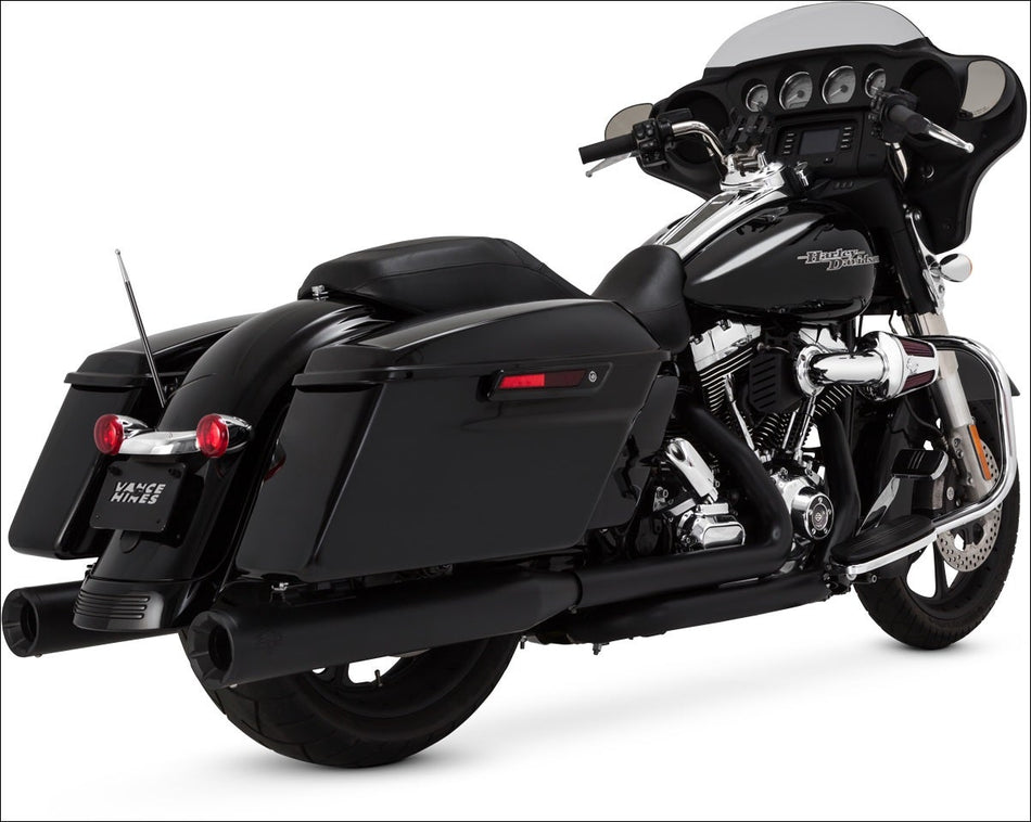 Vance & Hines All Black Eliminator 400 4" Round Slip On Mufflers Harley FLH/T | 46703
