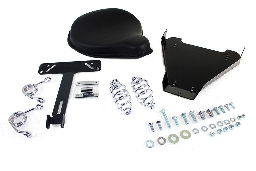 Black Leather Solo Seat With Mount Kit Seat Pan & Springs Harley Softail 00-06