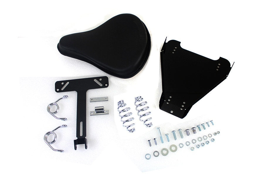 Black Leather Solo Seat With Mount Kit Seat Pan & Springs Harley Softail 00-06