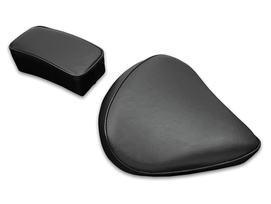 V-Twin 47-0792 Black Harley Solo Vinyl Seat and Rear Pillion Passenger Pad Set