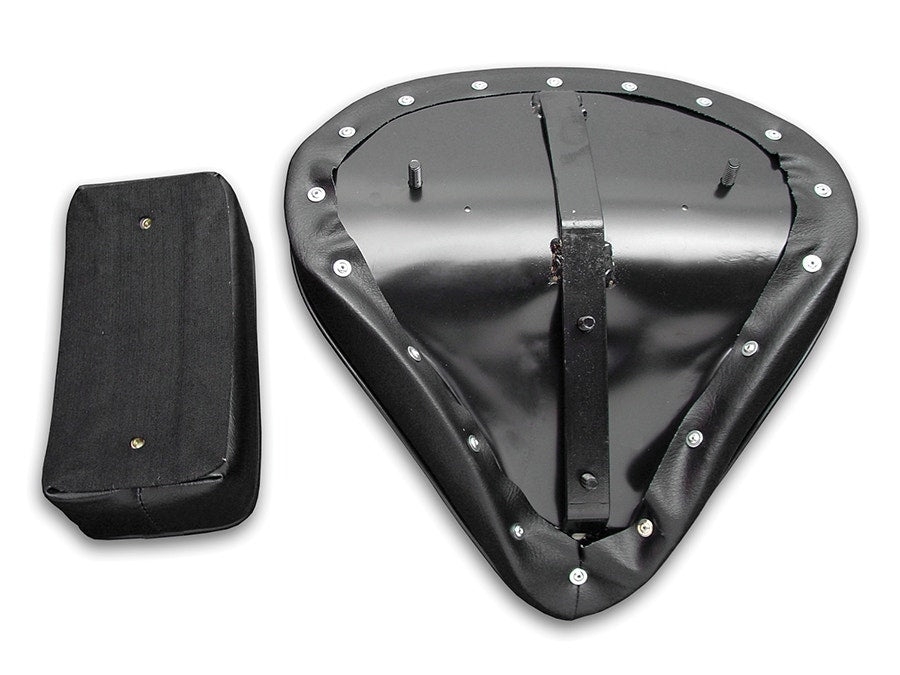 V-Twin 47-0792 Black Harley Solo Vinyl Seat and Rear Pillion Passenger Pad Set