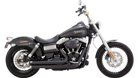 Vance and Hines Black Big Shots Staggered Exhaust for Harley Dyna 12-17 | 47935