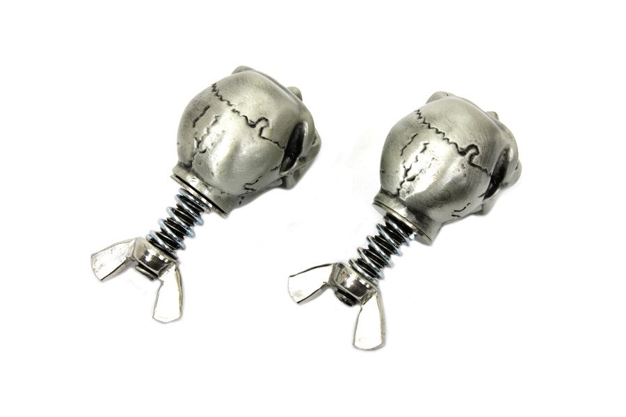 V-Twin 48-1625 Silver Skull Zombie License Plate Tag Mounting Bolts Screws