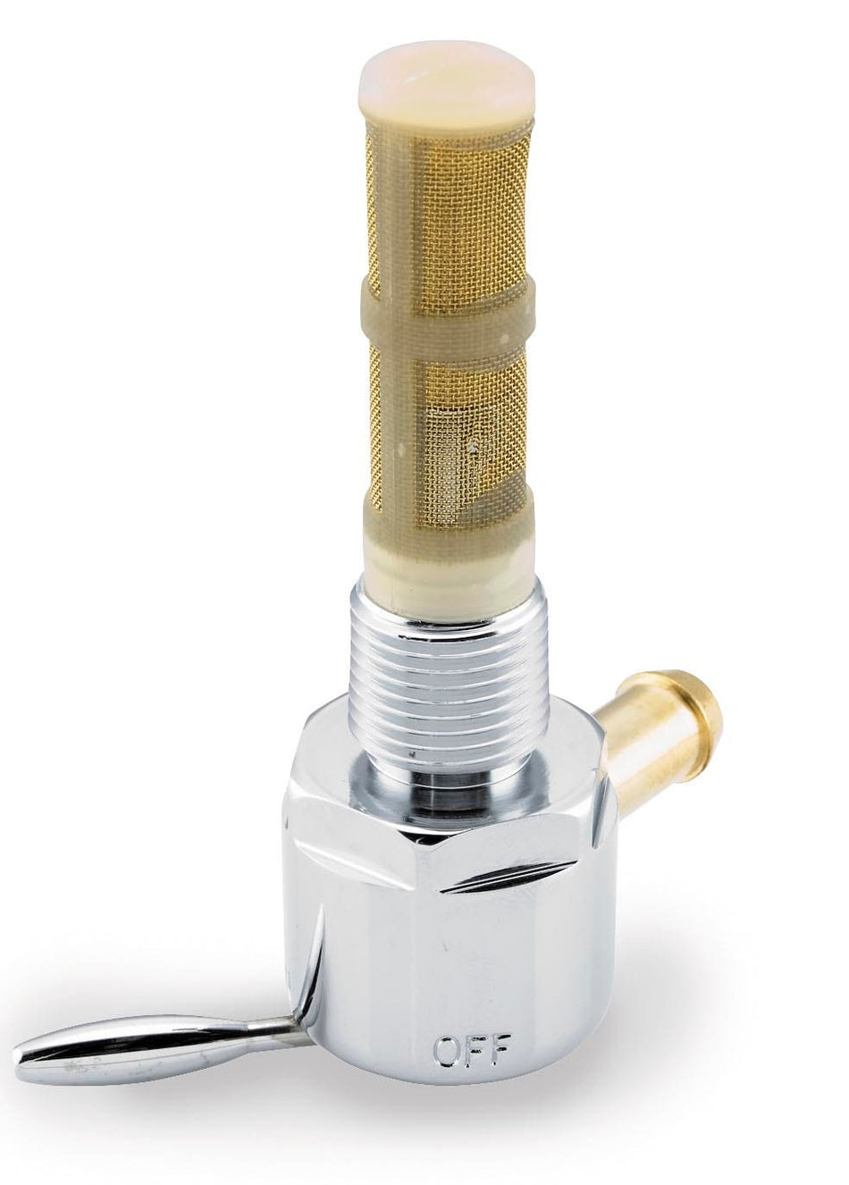 Petcock 3/8 NPT Chrome Round Billet Right Outlet For Harley Davidson or Custom