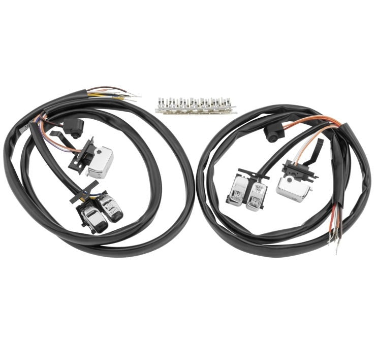 HardDrive Chrome Late Style Handlebar Switch Kit with Wiring 370199 Harley 07-13