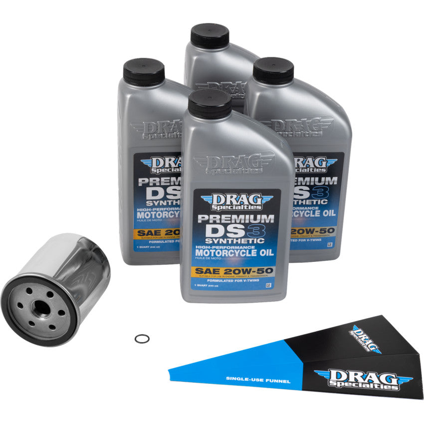 Drag Specialties Full Synthetic Oil Change Kit 20W50 for Harley Twin Cam