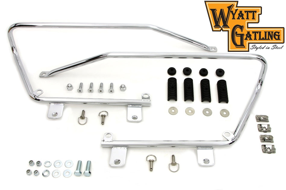 Chrome Wyatt Gatling Saddlebag Brackets and Stud Kit Harley Softail 84-17