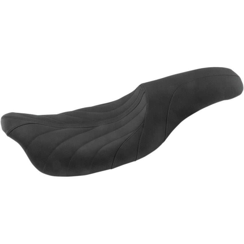 Mustang 74112 Black Gravity Stitched Revere Journey 2-Up Seat Harley FLH/T 08-Up