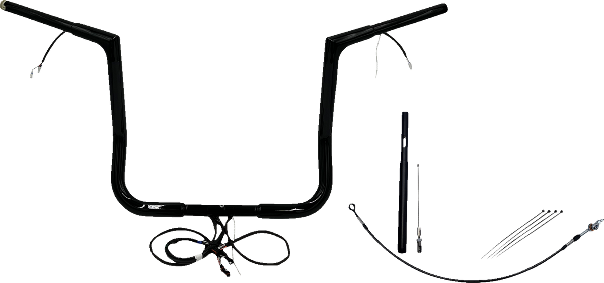 FBI Wired 1-1/4" Flat Top Handlebar Kits for 21-23 FLHT/FLHX/FLHXST & Trike - Black / 14"