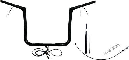 FBI Wired 1-1/4" Flat Top Handlebar Kits for 21-23 FLHT/FLHX/FLHXST & Trike - Black / 14"