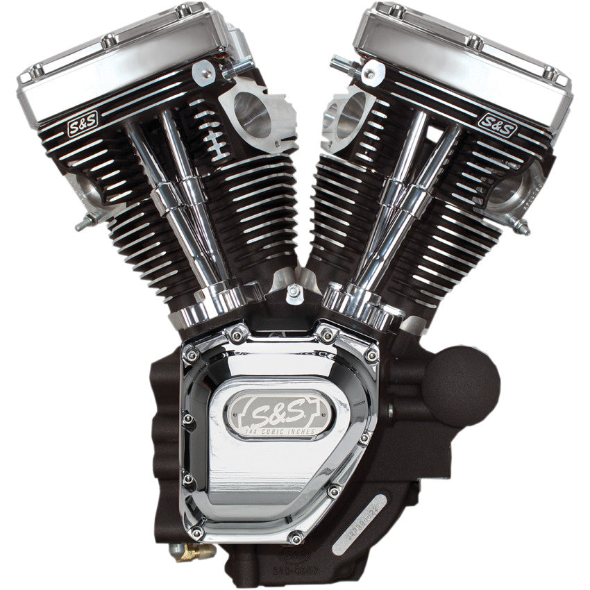 S&S Cycle 310-0548BW Engine - T143 Long Block - Wrinkle Black and Chrome - Touring