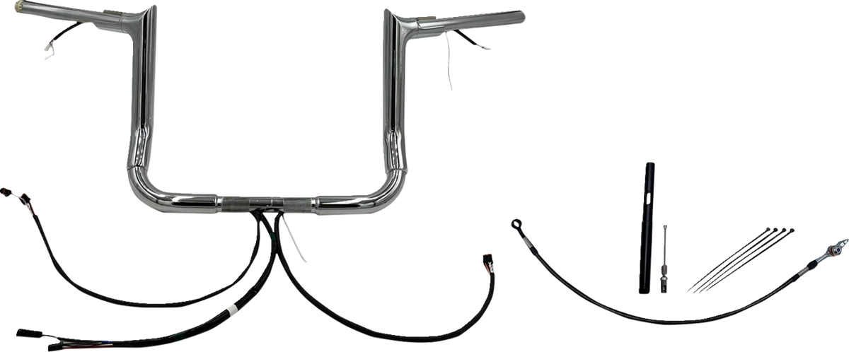FBI Fat Baggers Wired 1-1/2" Pointed Top Handlebar Kits for FLH/X '21-'22 - Chrome / 12"