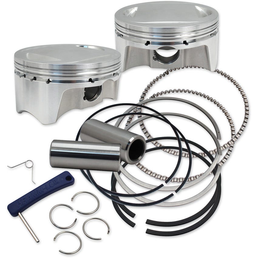 S&S Cycle 3.937" Bore Big Bore Forged Piston Kit for Harley 107" Twin Cam