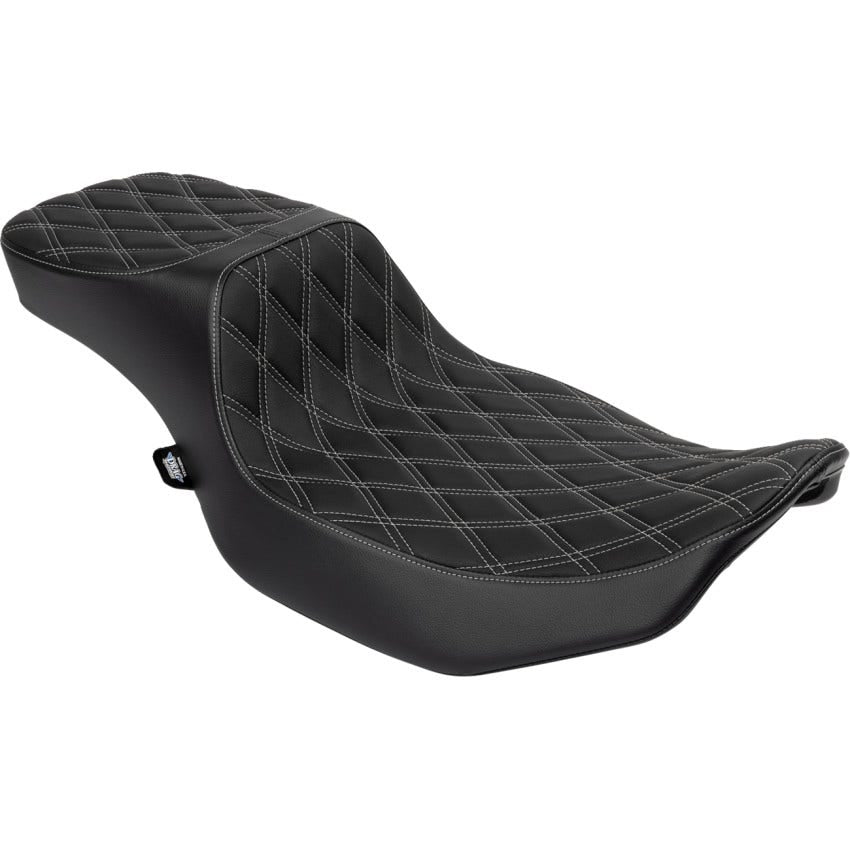 Drag EXT Reach Dbl Diamond W/Silver Perf Predator 2-Up Seat Harley 23-24 Touring