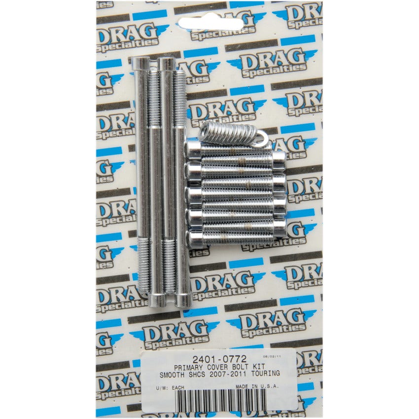Drag Specialties Chrome Smooth Primary Cover  Bolt Set 4 Harley Big Twin FL