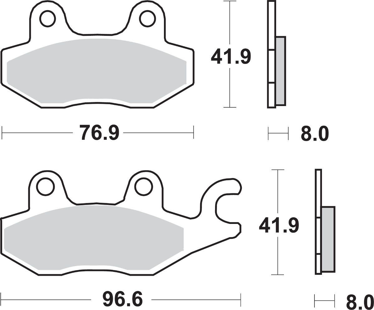 SBS Street Ceramic Organic Brake Pads for Select 2011-2016 Bennche Models