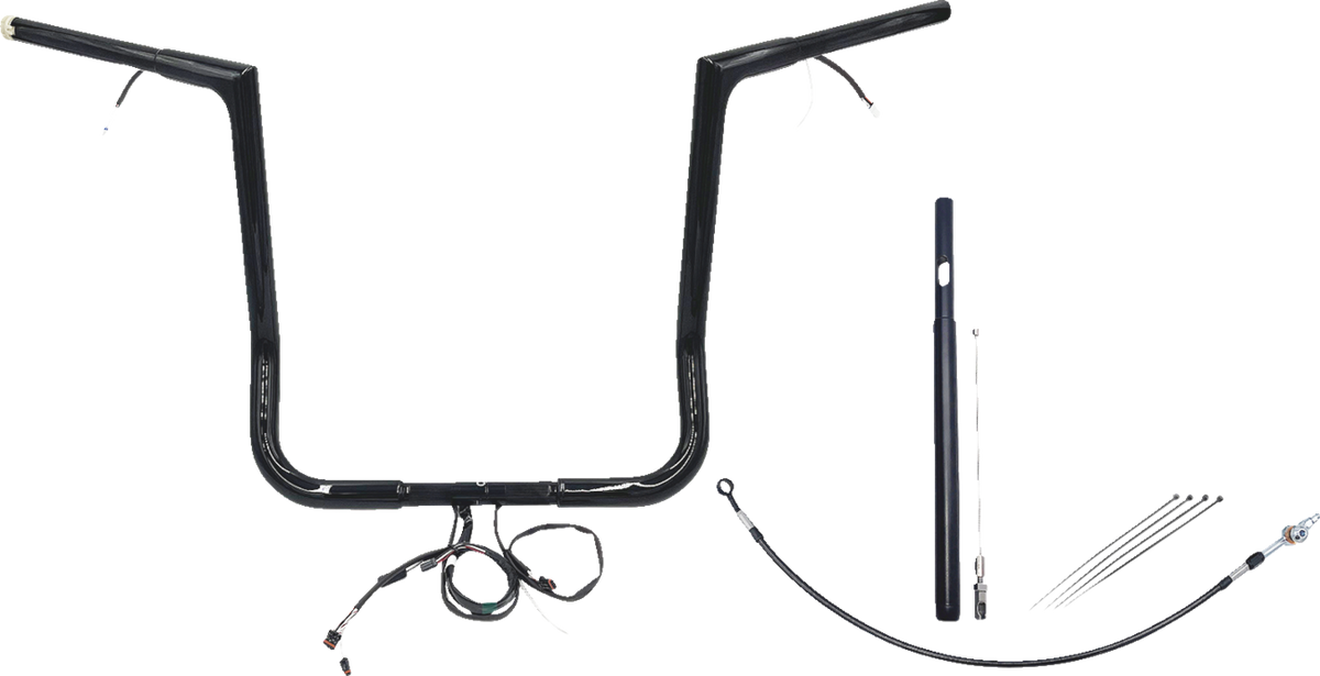 FBI Wired 1-1/4" Flat Top Handlebar Kits for 21-23 FLHT/FLHX/FLHXST & Trike - Black / 16"