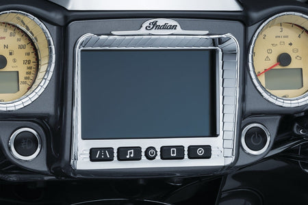 Kuryakyn Chrome Aztec Stereo Accent for '17-'18 Indian Chieftans & Roadmaster