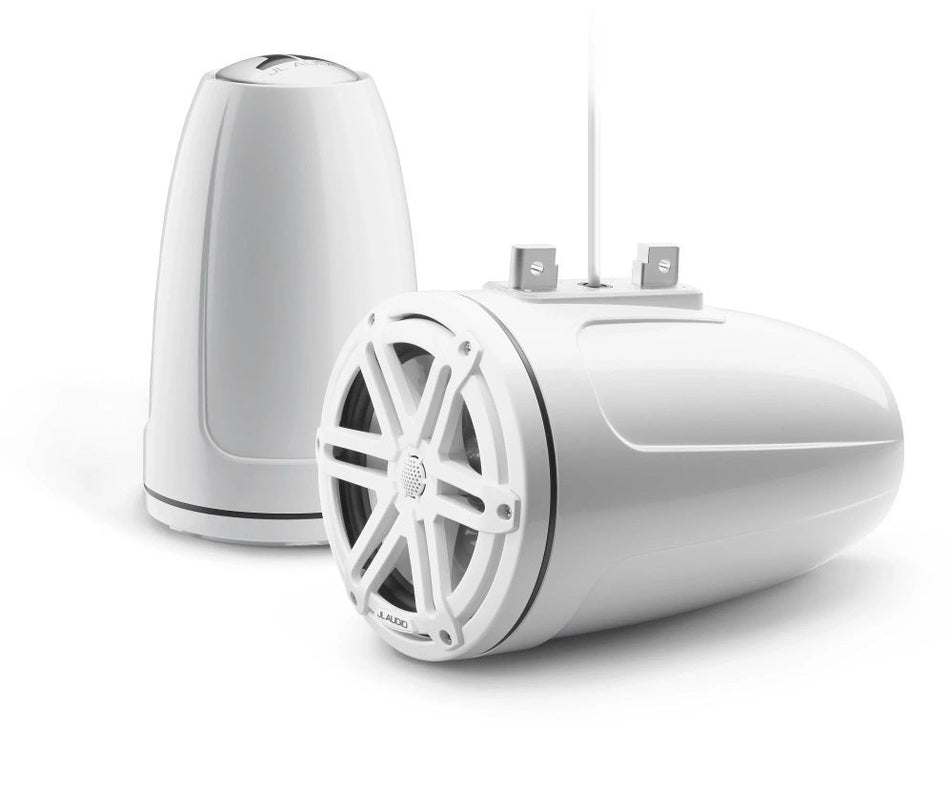 JL Audio 7.7-Inch Enclosed Tower Coaxial System Gloss White Enclosure White Sport Grille