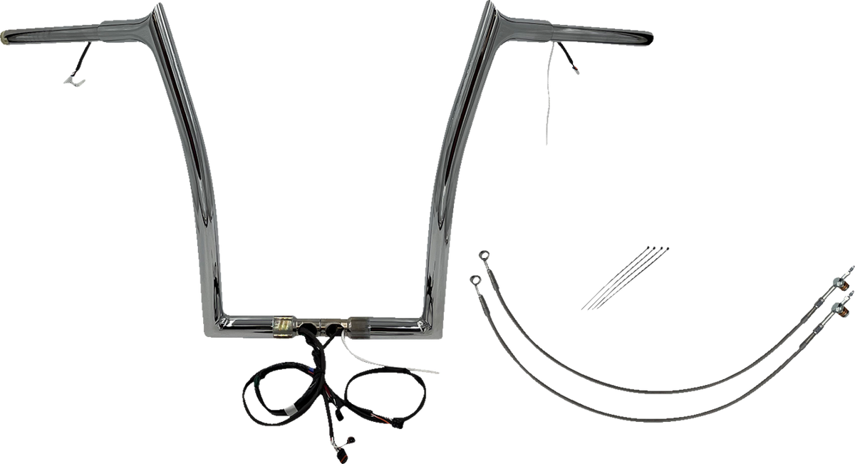 FBI Fat Baggers Wired 1-1/4" Pointed Top Handlebar Kits for 15 FLTRX/S - Chrome / 16"
