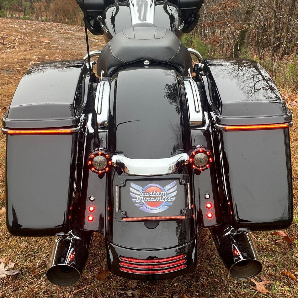 CD LED All-in-1 Signal Radius License Plate Frame 4 Harley FLH/T 14-23
