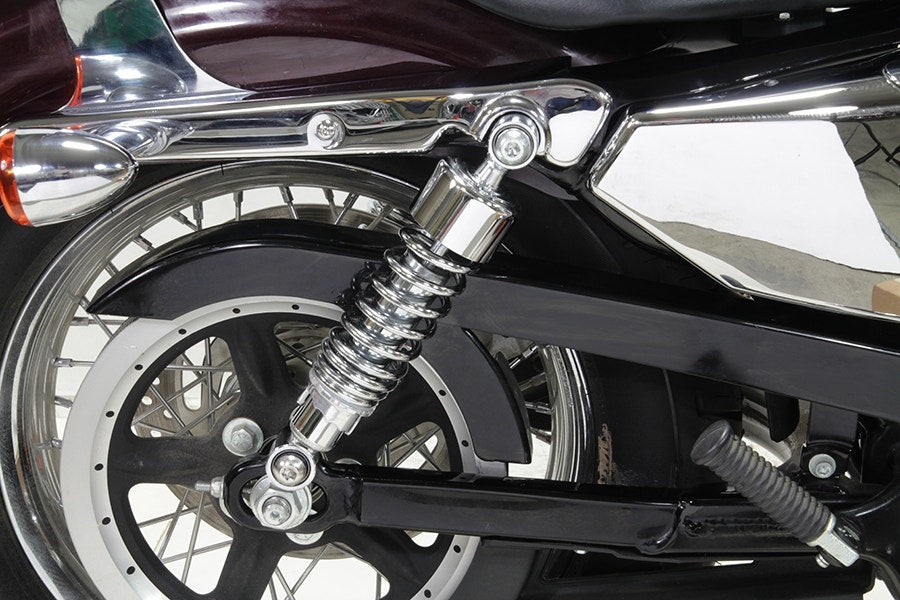 Chrome 10.5" Slammer Lowering Rear Shocks Harley Sportster 883 1200 06-Up