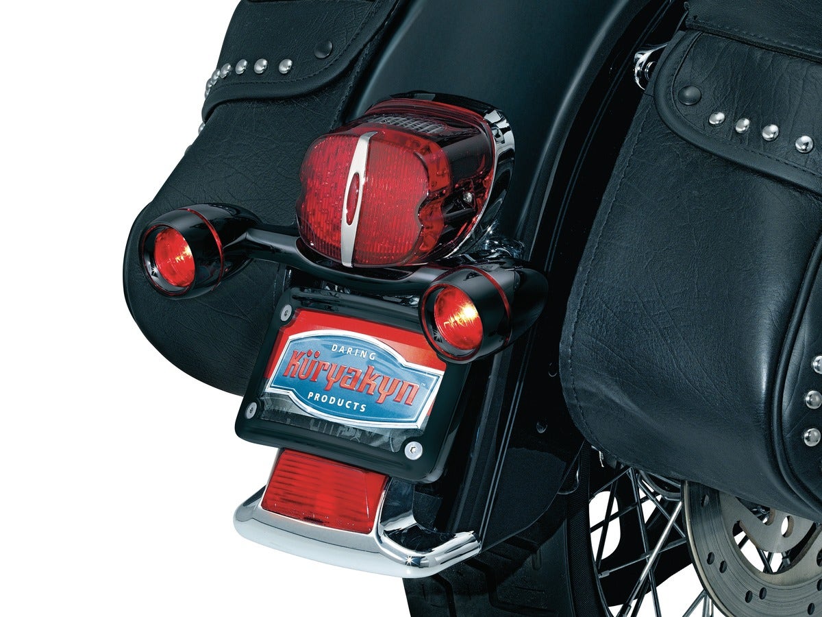 Kuryakyn Gloss Black Bullet Light Rear Turn Signal Bar Harley FLH/FLS '86-'17