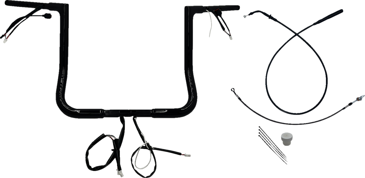 FBI 1-1/4" Flat Top Pre-Wired Handlebars for 24-25 FLHX, 25 FLHXU, 23-25 FLHXSE - Black / 14"