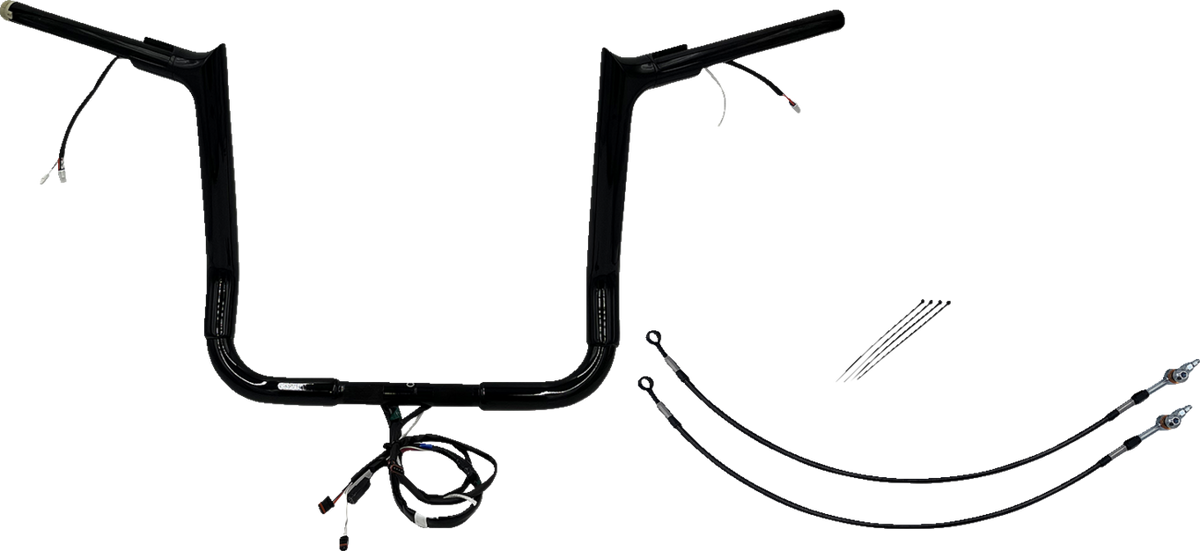 FBI Fat Baggers Wired 1-1/2" Pointed Top Handlebar Kits for FLH/X '14-'15 - Black / 14"