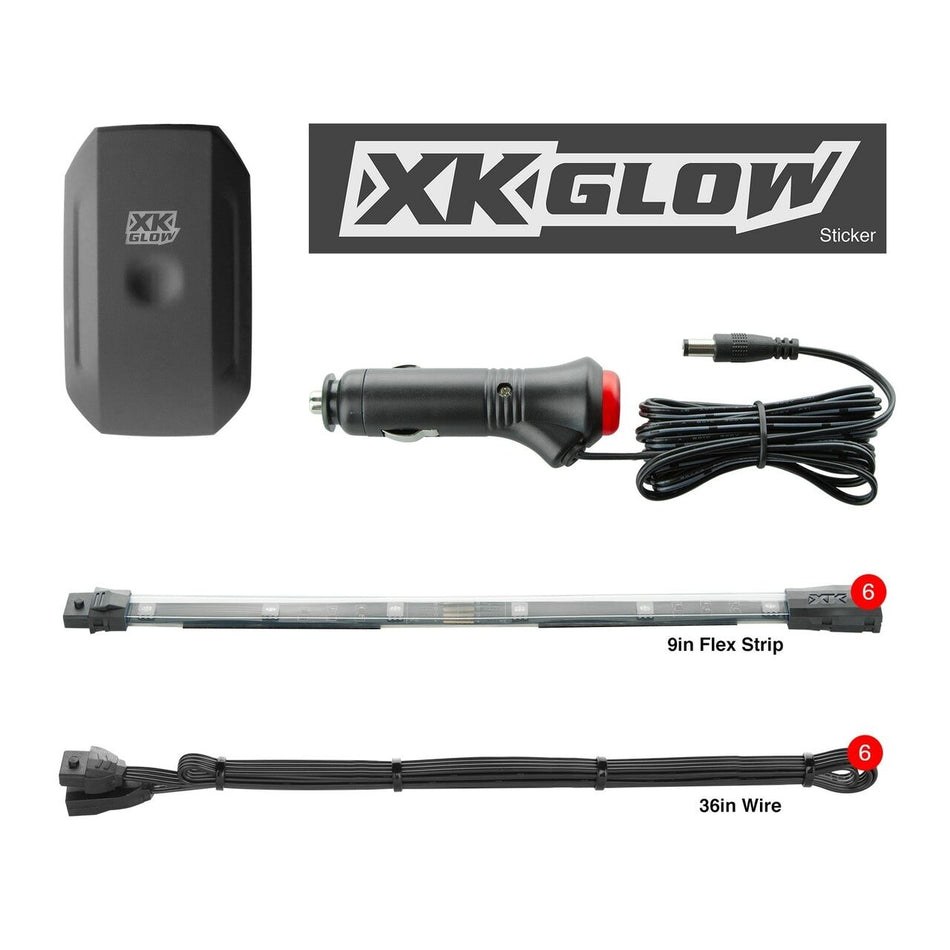 XK Glow 6pc 10" Car Interior LED Accent Light Mini Kit Smartphone App Control