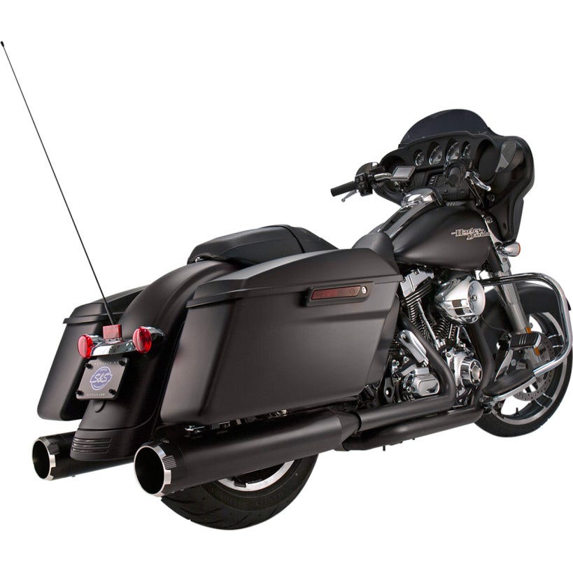 S&S Cycle JetHot Black MK45 4.5" Slip On Mufflers W/ Black Thruster Tips Harley