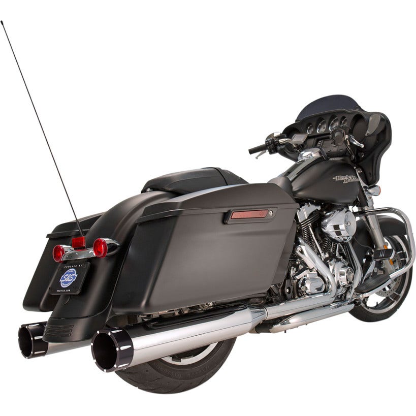S&S Cycle Chrome MK45 4.5" Slip On Mufflers W/ Black Tracer Tips Harley