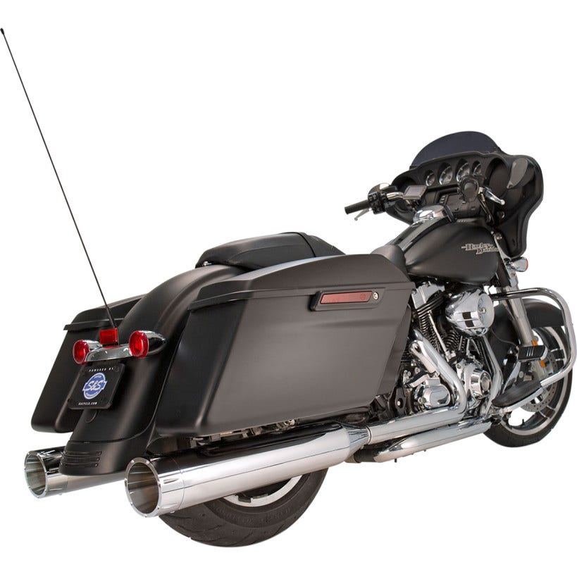 S&S Cycle Chrome MK45 4.5" Slip On Mufflers W/ Chrome Tracer Tips Harley