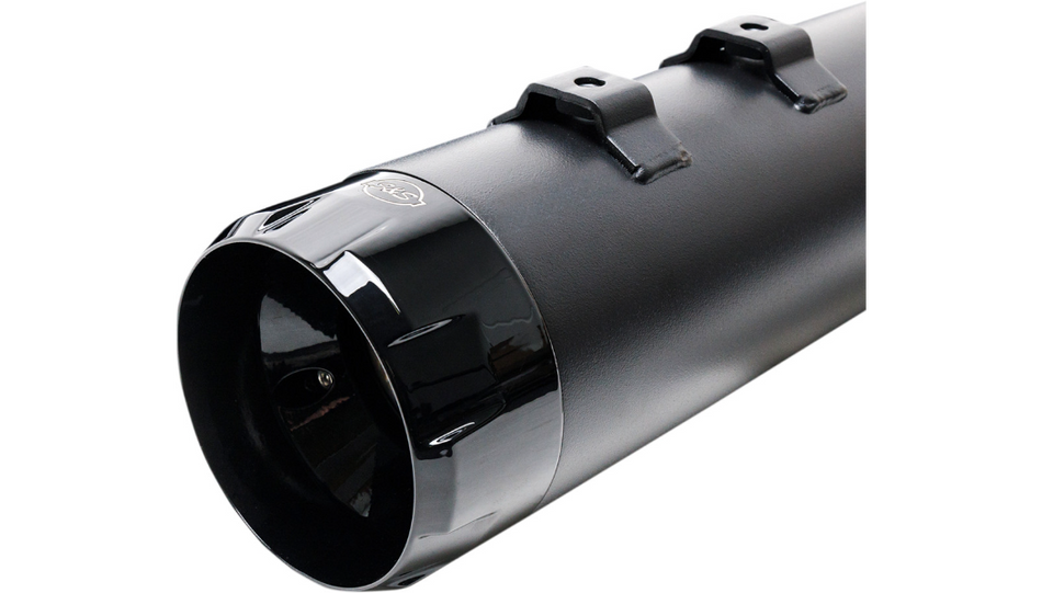 S&S Cycle Black MK45 4.5" Slip On Mufflers W/ Black Thruster Tips Harley 17-23