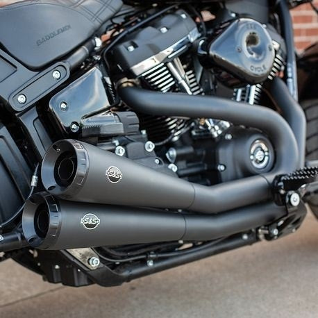 S&S Cycles 550-0815A Black Grand National 2-2 Full Exhaust Softail M8 18-Up