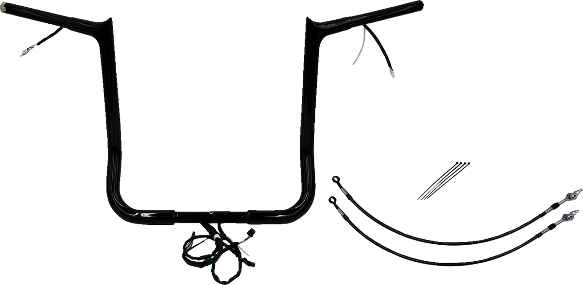 FBI Wired 1-1/4" Pointed Top Handlebar Kits for 14-15 FLHT/FLHX & Trike - Black / 16"